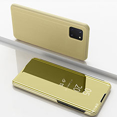 Custodia Portafoglio In Pelle Cover con Supporto Laterale Specchio Cover per Samsung Galaxy A81 Oro