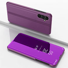 Custodia Portafoglio In Pelle Cover con Supporto Laterale Specchio Cover per Samsung Galaxy Jump3 5G Viola