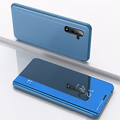 Custodia Portafoglio In Pelle Cover con Supporto Laterale Specchio Cover per Samsung Galaxy Note 10 5G Blu