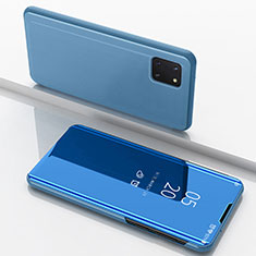 Custodia Portafoglio In Pelle Cover con Supporto Laterale Specchio Cover per Samsung Galaxy Note 10 Lite Blu