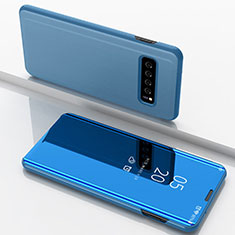 Custodia Portafoglio In Pelle Cover con Supporto Laterale Specchio Cover per Samsung Galaxy S10 5G SM-G977B Cielo Blu