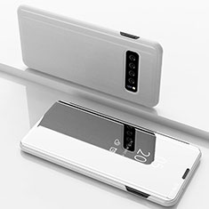 Custodia Portafoglio In Pelle Cover con Supporto Laterale Specchio Cover per Samsung Galaxy S10 Bianco