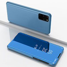 Custodia Portafoglio In Pelle Cover con Supporto Laterale Specchio Cover per Samsung Galaxy S20 Plus 5G Blu