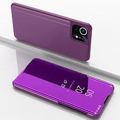 Custodia Portafoglio In Pelle Cover con Supporto Laterale Specchio Cover per Xiaomi Mi 11 5G Viola