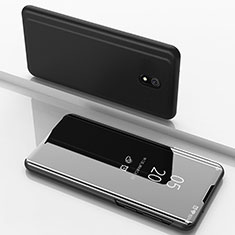 Custodia Portafoglio In Pelle Cover con Supporto Laterale Specchio Cover per Xiaomi Redmi 8A Nero