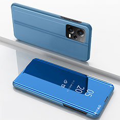 Custodia Portafoglio In Pelle Cover con Supporto Laterale Specchio Cover per Xiaomi Redmi Note 12 5G Blu