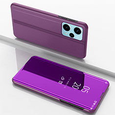 Custodia Portafoglio In Pelle Cover con Supporto Laterale Specchio Cover per Xiaomi Redmi Note 12 Turbo 5G Viola