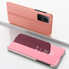 Custodia Portafoglio In Pelle Cover con Supporto Laterale Specchio Cover per Xiaomi Redmi Note 12S Oro Rosa