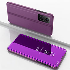 Custodia Portafoglio In Pelle Cover con Supporto Laterale Specchio Cover per Xiaomi Redmi Note 12S Viola