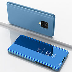 Custodia Portafoglio In Pelle Cover con Supporto Laterale Specchio Cover per Xiaomi Redmi Note 9 Pro Max Blu