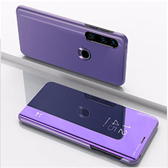 Custodia Portafoglio In Pelle Cover con Supporto Laterale Specchio Cover QH1 per Huawei P40 Lite E Lavanda