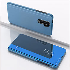 Custodia Portafoglio In Pelle Cover con Supporto Laterale Specchio Cover QH1 per Xiaomi Poco M2 Blu