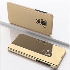 Custodia Portafoglio In Pelle Cover con Supporto Laterale Specchio Cover QH1 per Xiaomi Redmi 10X 4G Oro