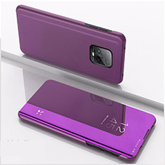 Custodia Portafoglio In Pelle Cover con Supporto Laterale Specchio Cover QH1 per Xiaomi Redmi 10X Pro 5G Viola