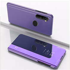 Custodia Portafoglio In Pelle Cover con Supporto Laterale Specchio Cover QH1 per Xiaomi Redmi Note 8 (2021) Lavanda