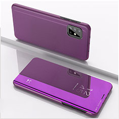 Custodia Portafoglio In Pelle Cover con Supporto Laterale Specchio Cover ZL1 per Samsung Galaxy M40S Viola