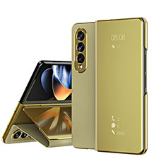 Custodia Portafoglio In Pelle Cover con Supporto Laterale Specchio Cover ZL1 per Samsung Galaxy Z Fold3 5G Oro