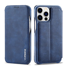 Custodia Portafoglio In Pelle Cover con Supporto LC1 per Apple iPhone 13 Pro Blu