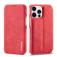 Custodia Portafoglio In Pelle Cover con Supporto LC1 per Apple iPhone 14 Pro Rosso