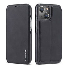 Custodia Portafoglio In Pelle Cover con Supporto LC1 per Apple iPhone 15 Nero