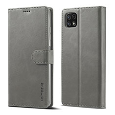 Custodia Portafoglio In Pelle Cover con Supporto LC1 per Samsung Galaxy A22 5G Grigio