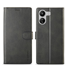 Custodia Portafoglio In Pelle Cover con Supporto LC1 per Xiaomi Poco C65 Nero