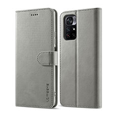 Custodia Portafoglio In Pelle Cover con Supporto LC1 per Xiaomi Poco M4 Pro 5G Grigio