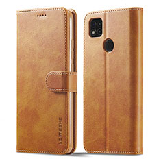 Custodia Portafoglio In Pelle Cover con Supporto LC1 per Xiaomi Redmi 9 Activ Marrone Chiaro