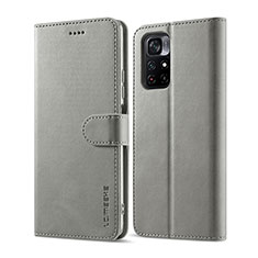 Custodia Portafoglio In Pelle Cover con Supporto LC1 per Xiaomi Redmi Note 11 5G Grigio