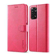 Custodia Portafoglio In Pelle Cover con Supporto LC1 per Xiaomi Redmi Note 11 Pro 5G Rosa Caldo