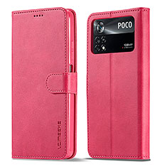 Custodia Portafoglio In Pelle Cover con Supporto LC1 per Xiaomi Redmi Note 11E Pro 5G Rosa Caldo