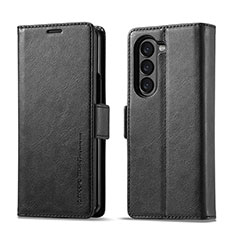 Custodia Portafoglio In Pelle Cover con Supporto LC2 per Samsung Galaxy Z Fold5 5G Nero