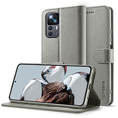 Custodia Portafoglio In Pelle Cover con Supporto LC2 per Xiaomi Mi 12T 5G Grigio