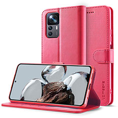 Custodia Portafoglio In Pelle Cover con Supporto LC2 per Xiaomi Mi 12T 5G Rosa Caldo