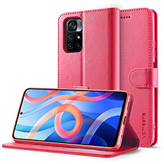 Custodia Portafoglio In Pelle Cover con Supporto LC2 per Xiaomi Poco M4 Pro 5G Rosa Caldo