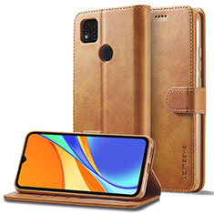 Custodia Portafoglio In Pelle Cover con Supporto LC2 per Xiaomi Redmi 9 Activ Marrone Chiaro