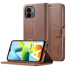 Custodia Portafoglio In Pelle Cover con Supporto LC2 per Xiaomi Redmi A1 Marrone