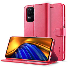 Custodia Portafoglio In Pelle Cover con Supporto LC2 per Xiaomi Redmi K40S 5G Rosa Caldo