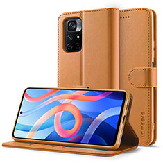 Custodia Portafoglio In Pelle Cover con Supporto LC2 per Xiaomi Redmi Note 11 5G Marrone Chiaro