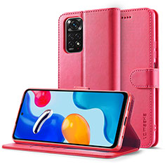 Custodia Portafoglio In Pelle Cover con Supporto LC2 per Xiaomi Redmi Note 11 Pro 4G Rosa Caldo