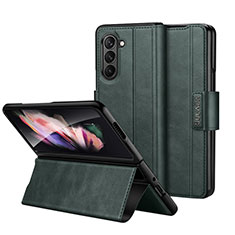 Custodia Portafoglio In Pelle Cover con Supporto LD1 per Samsung Galaxy Z Fold5 5G Verde