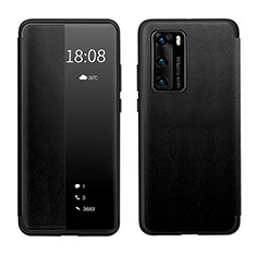 Custodia Portafoglio In Pelle Cover con Supporto LF1 per Huawei P40 Nero