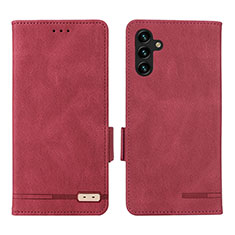 Custodia Portafoglio In Pelle Cover con Supporto LZ1 per Samsung Galaxy A04s Rosso