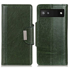 Custodia Portafoglio In Pelle Cover con Supporto M01L per Google Pixel 6a 5G Verde