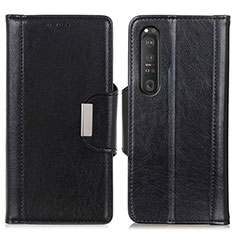 Custodia Portafoglio In Pelle Cover con Supporto M01L per Sony Xperia 1 III Nero