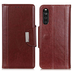 Custodia Portafoglio In Pelle Cover con Supporto M01L per Sony Xperia 10 III Lite Marrone