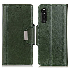 Custodia Portafoglio In Pelle Cover con Supporto M01L per Sony Xperia 10 III SO-52B Verde