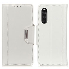Custodia Portafoglio In Pelle Cover con Supporto M01L per Sony Xperia 10 III SOG04 Bianco