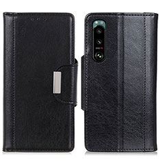 Custodia Portafoglio In Pelle Cover con Supporto M01L per Sony Xperia 5 III Nero