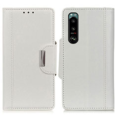 Custodia Portafoglio In Pelle Cover con Supporto M01L per Sony Xperia 5 III SO-53B Bianco